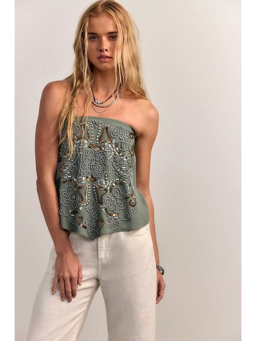 FREE PEOPLE NWT Julia Embelished beaded Tube Top